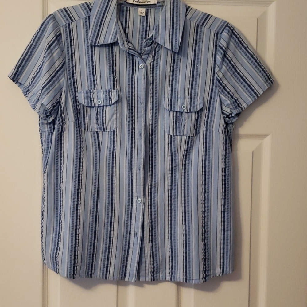 Kohls Croft & Barrow Seer Sucker Short Sleeve Top